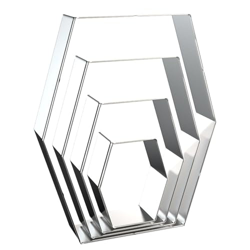 Long Hexagon Cookie Cutters Shapes Set with Assorted Sizes - 5 inch, 4 inch, 3 inch, 2 inch - Geometric Frame Plaque Cookie Cutters Shapes Molds - Stainless Steel - color: Hexagon-Long