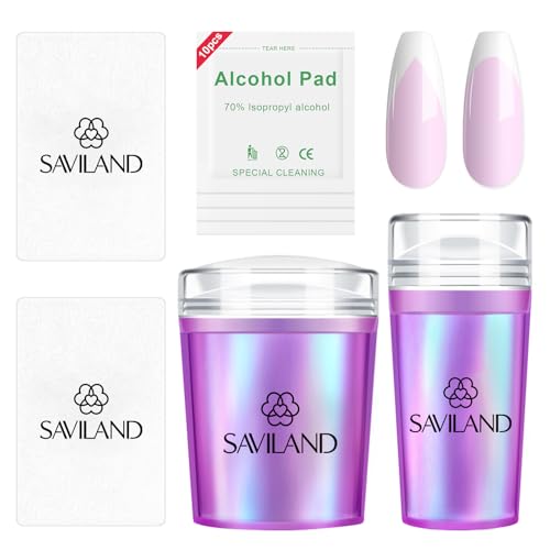 Saviland French Tip Nail Stamp: 5PCS Purple Radium Jelly Stamper Nail Art Stamper Kit, Long & Short Clear Silicone Nail Stamping with Scrapers Nail Stamp for French Manicure - color: 1b-3purple Radium
