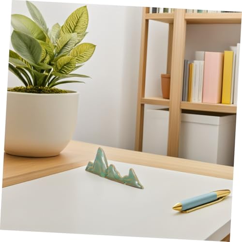 KALLORY Ceramic Calligraphy Brush Rest Holder Mountain Shape Paint Brush Organizer for Chinese Painting Artists Desktop Art Storage and Calligraphy Practice Tools