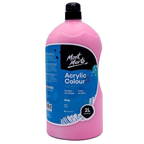 Mont Marte Discovery School Acrylic, Pink, 1/2 Gallon (2 Liter). Ideal for Students and Artists. Excellent Coverage and Fast Drying. Pump Lid Included. - color: Pink