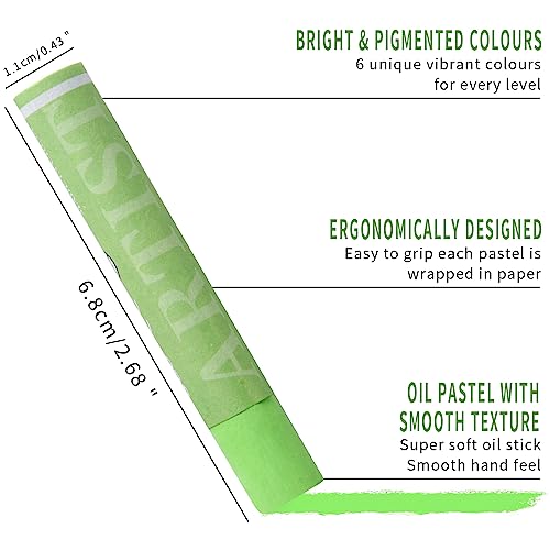 Mifuner Soft Oil Pastels Set (6 Sticks,6 Colors),Colors Heavy Oil Pastels Vibrant and Creamy,Pastel Art Supplies for Artists,Gallery Oil Painting Stick Adult Art Drawing. Green - color: Pastel-6pcs Green