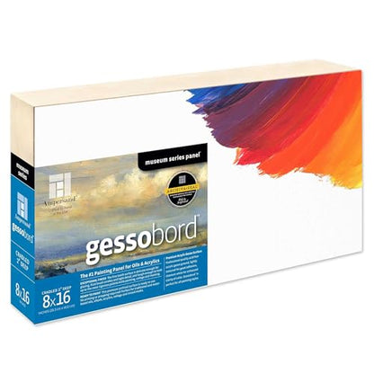 Ampersand Art Supply Museum Series Gessobord | 8x16 | 2" Cradled Profile | Gesso Wood Painting Panel for Oil and Acrylic Paint & Mixed Media | Canvas Panel Alternative in Professional Art Supplies