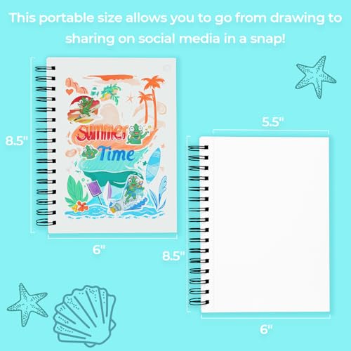 Ohuhu Double-Sided Marker Pads Art Sketchbook Bleedproof - 5.5"x8.5" Small Paper Size - 90 LB/150 GSM Smooth Drawing Paper - 60 Sheets/120 Pages, Spiral Bound Sketching Book for Alcohol Markers Paints - size: 5.5" x 8.5"