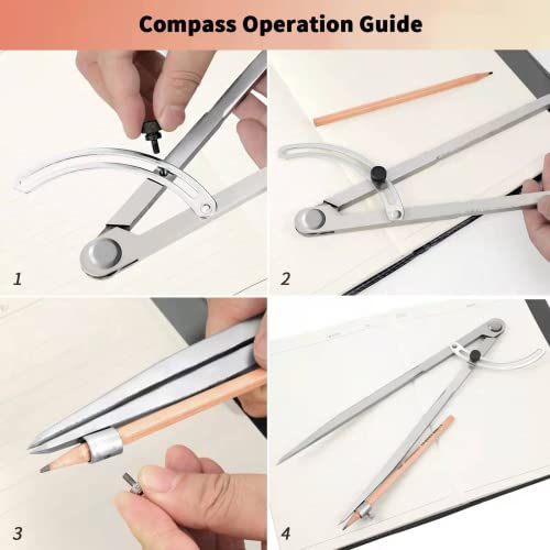 24 inch Compass for Geometry, Compass for Woodworking, Precision Woodworking Compass with Wing Divider and Pencil Holder, Large Compass for Geometry, Woodworking Compass, Drafting, Drawing Compass - size: 24in