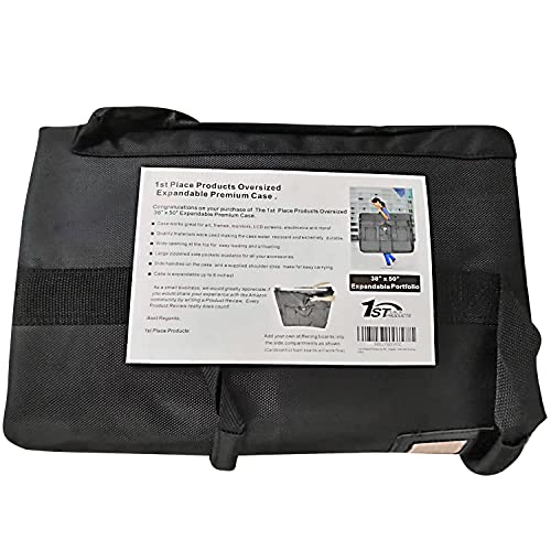 Premium Oversized Art Portfolio Case 38 x 50 Inches - Soft Sided - Waterproof - Great for LCD Screens, Monitors, TVs, Solar Panel, Frames, Transport - Shoulder Strap & Carry Handles - size: 38 x 50