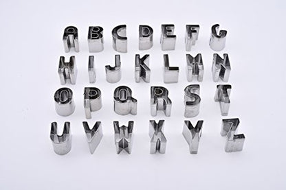 SurgeHai 26-Piece Small Alphabet Cutters Set (A - Z), Stainless Steel Decorating Tools Letters Fondant Cutters