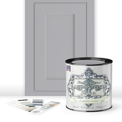 ALL-IN-ONE Paint by Heirloom Traditions, 2 Quart Cabinet Paint Bundle and Tool Kit - Cobblestone (gray) - color: Cobblestone