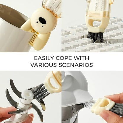 3PCS Cup Lid Cleaning Brush, 3 in 1 Cup Lid Gap Cleaning Brush Set, Bottle Cleaning Brush for Tight Spaces Multifunctional Portable Cup Lid Cleaner Home Kitchen Cleaning Tools (Rabbit) - color: Rabbit