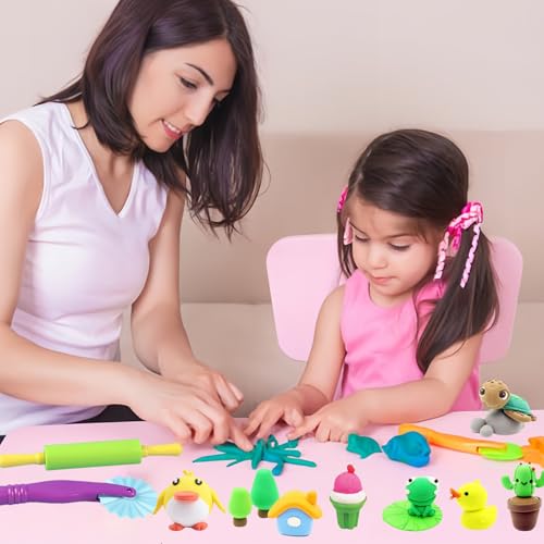 Clay and Dough Tools 6 Pieces Basic Dough Tool Set for Kids, Variety of Rolling Pins, Rollers, Cutters - color: TTX