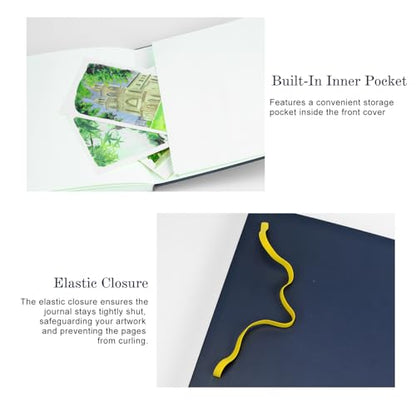 CuppaClip Watercolor Paper Pad Cover Illustration Pure Cotton Pulp Cold Press 300GSM Acid-Free Hardback Watercolor Book (Navy Blue) - color: Navy blue