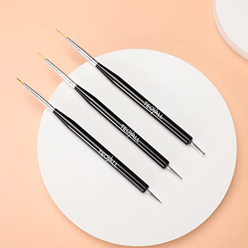 TEOYALL Nail Art Brushes - Builder Gel, Dotting Tools, Fine Liner - color: Black