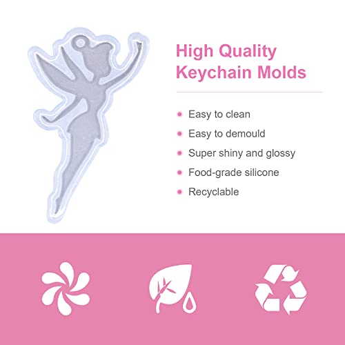 Angel Wings Shiny Fairy Shape Silicone Molds Beautiful Women Resin Mold for DIY Epoxy Resin UV Resin Casting Mold DIY Keychain Pendant Jewelry Making Necklace Clear - color: C