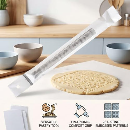 Rengue Acrylic Rolling Pin with 28 Patterns, Compliant Material, Comfortable Grip, 16 X 1 Cm, Lightweight for Dough and Pastry Acrylic Rolling Pin with 28 Patterns, Nan Kitchen (#2) - size: 51015 notes