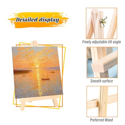 24 Pack 9 Inch Wooden Display Stand, Wooden Tripod Holder Stand, Painting Stand, Used for Displaying Business Cards and Photos, Student Desktop Easel for Painting