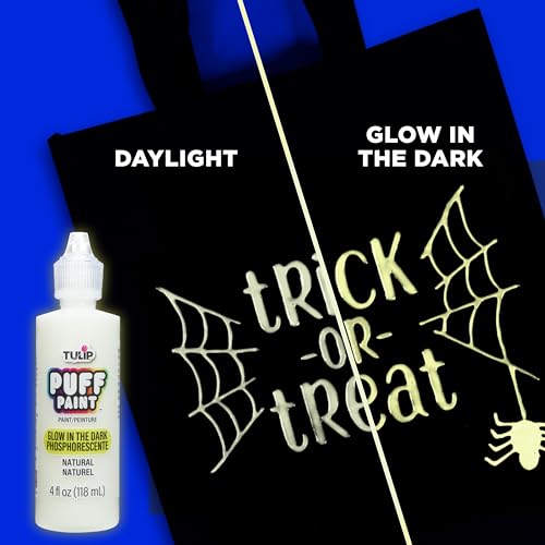 Tulip Puff Glow In The Dark Fabric Paint, Permanent Craft Paint for Clothes, DIY Projects, Notoxic, 4 fl oz, Glow Natural - color: GLOW NATURAL, size: 4 Fl Oz (Pack of 1)