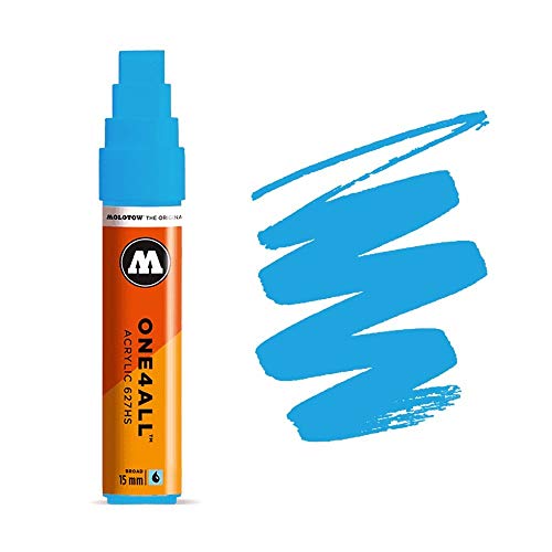 MOLOTOW ONE4ALL Acrylic Paint Marker, 15mm, Shock Blue Middle, 1 Each (627.205) - color: Shock Blue Middle, size: 1 Count (Pack of 1)