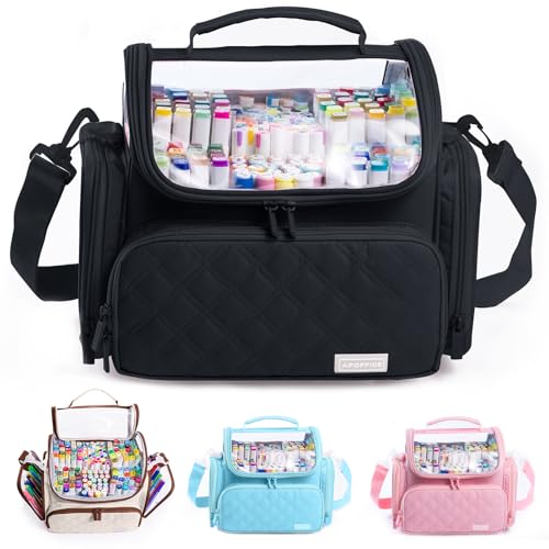 Large Marker Organizer Case Holds 150-200 Markers | Art Marker Storage Bag with Removable Dividers & Clear Top for Artists, Crafters & Travel - Pen, Pencil Alcohol Marker Holder - Art Supply - color: Black, size: Medium for 150-200 Markers