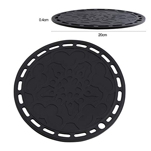 Silicone Trivet Mat Big Round Silicone Pot Holder Hot Pads and Trivets for Hot Dishes and Hot Pots, Hot Mats for Countertops, Tables, Spoon Rest Small Place Mats Set of 3 Color Black - color: C: Black