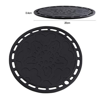 Silicone Trivet Mat Big Round Silicone Pot Holder Hot Pads and Trivets for Hot Dishes and Hot Pots, Hot Mats for Countertops, Tables, Spoon Rest Small Place Mats Set of 3 Color Black - color: C: Black