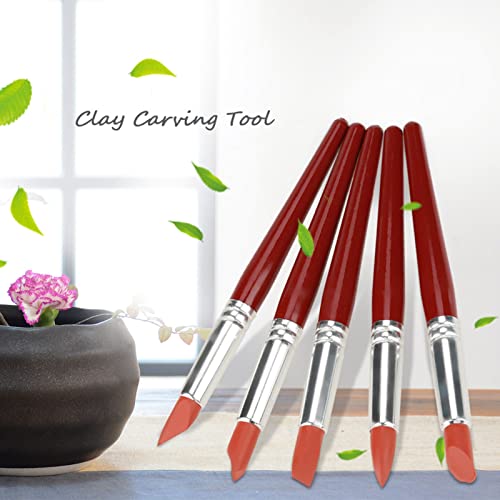 5Pcs Silicone Clay Sculpting Tool, Sculpting Silicone Brush for Color Shaping Modeling Pottery Rubber