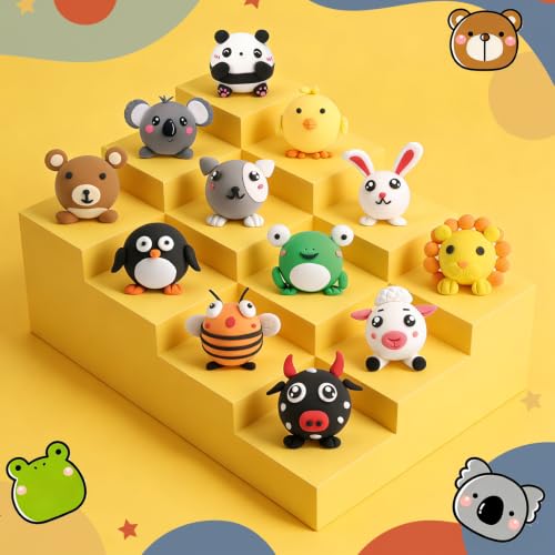 LOUFOR Air Dry Clay Kits - Modeling Clay for Kids, Ultra Light & Soft, Safe & Non-Toxic, 12 Boxes DIY Model Magic Clay with Sculpting Tools & Tutorials, Creatible Art Crafts Toys Gifts Boys Girls - color: #01-Pet Paradise