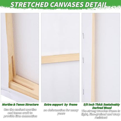 10 Pack Stretched Blank Canvases for Painting 18x24 100% Cotton Large Canvas Boards for Painting Bulk, White Painting Canvas for Oil, Acrylic Paint & Other Painting Media - style: 18x24In-10 Pack