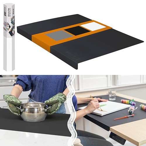 Silicone Mat for Kitchen Counter with "Edge Protection" – Quartz Countertop Protector Mats – Silicone Heat Resistant Mat – No Folds or Wrinkles – 1.4mm Thick, 24"x16", Black - color: Black, size: 24"L x 16"W