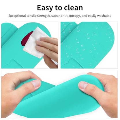 Travel Makeup Brush Holder with Cleaning Pad -Silicone Brush Organizer Case, Magnetic Closure Waterproof Cosmetic Bag for Easy Storage & On-the-Go Cleaning (9.05 Inch) - color: Ocean Blue