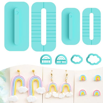 Tainsky Rainbow Guide Polymer Clay Tools, 8 Shapes Rainbow Shaper Polymer Clay Cutters, Rainbow Guide Earring Guide for Polymer Clay Earrings - color: Rainbow Guide