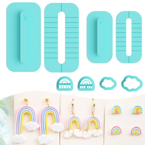 Tainsky Rainbow Guide Polymer Clay Tools, 8 Shapes Rainbow Shaper Polymer Clay Cutters, Rainbow Guide Earring Guide for Polymer Clay Earrings - color: Rainbow Guide