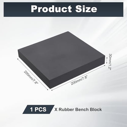 HARFINGTON Rubber Bench Block 7.8"x7.8"x1.2" Black Rubber Stamping Block Square Anti Vibration Pads for Jewelry Making Hammering Shaping Chasing Flattening Metals - size: 7.8"x7.8"x1.2"