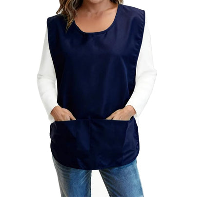 Large Smock Cobbler Apron for Men & Women, Adjustable Side Ties & 2 Pockets - color: Dark Blue
