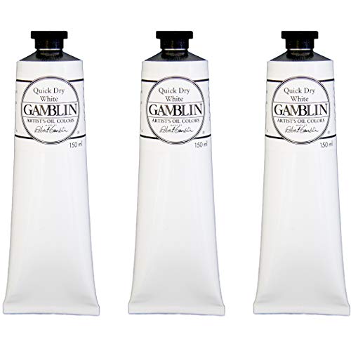 Gamblin Artist Oil Paint Set For Professionals - Quick Dry White - 150ml Tubes - 3 Pack - color: Quick Dry White, size: 5.07 Fl Oz (Pack of 3)
