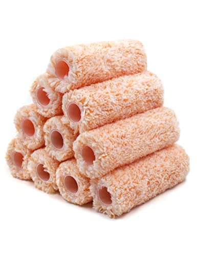 ROLLINGDOG 4 Inch Jumbo Mini Paint Roller Covers - Microfiber Jumbo Roller Sleeves with 3/8” Nap for Walls, Cabinets, Furniture Painting(Pack of 10) - color: microfiber roller covers(Pack of 10)