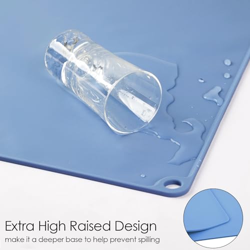 Standard Silicone Table Placemat-Food Grade Kids Dinner Placemat Reusable Countertop Mats Dough Pad with Raised Edges Blue Silicone Mat Heat Resistant for Air Fryer (1Pack 23.6'' x 15.7'') - color: Dark Blue, size: 23.6"L x 15.7"W