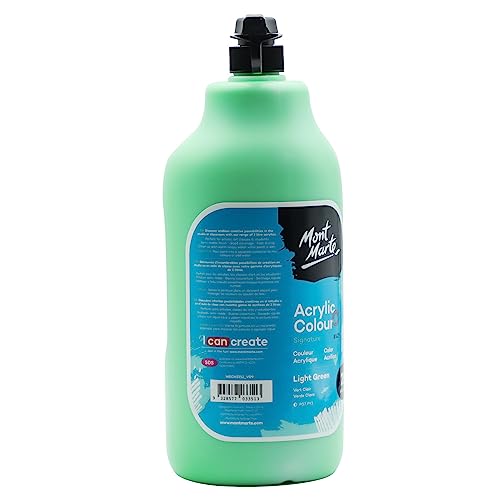 Mont Marte Discovery School Acrylic, Mid Green, 1/2 Gallon (2 Liter). Ideal for Students and Artists. Excellent Coverage and Fast Drying. Pump Lid Included. - color: Mid Green