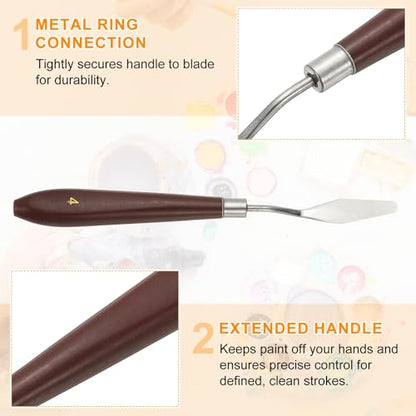 HARFINGTON Palette Knife Painting Tool 1.77" x 0.55" Stainless Steel Art Spatula Pallet Knives Scrapers Tools with Plastic Handle for Acrylic Oil Canvas Mixing Spreading, Red/Silver - size: 1.77" x 0.55"