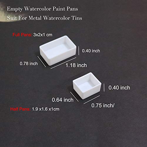 FCLUB Empty Watercolor Pans, 20 Full (3ml) & 20 Half Pans (2ml) | Refillable Plastic Pans, White Paints Pans, Fits Metal Watercolor Tins, DIY Palettes, For Homemade Watercolors Soild Paints - style: 20Pcs Full Pans and 20Pcs Half Pans