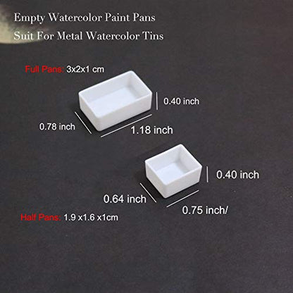 FCLUB Empty Watercolor Pans, 20 Full (3ml) & 20 Half Pans (2ml) | Refillable Plastic Pans, White Paints Pans, Fits Metal Watercolor Tins, DIY Palettes, For Homemade Watercolors Soild Paints - style: 20Pcs Full Pans and 20Pcs Half Pans
