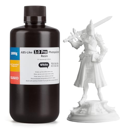 ELEGOO ABS-Like Resin 3.0 Pro, Higher Scratch-Resistance 3D Printing Photopolymer Resin, 405nm UV Resin for MSLA/DLP/LCD Printers Fast Curing High Precision Non-Brittle, White 1000g - color: White, size: M-1000g