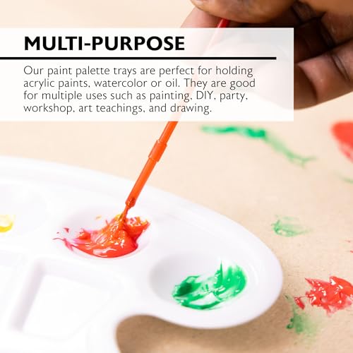 BAZIC Products Paint Palette 10 Mixing Oval Tray w/Thumb Hole, Plastic Paint Pallets for School Adult, DIY Craft Art Acrylic Painting, 288-Packs - color: Oval-10 Wells, size: 288-Pack