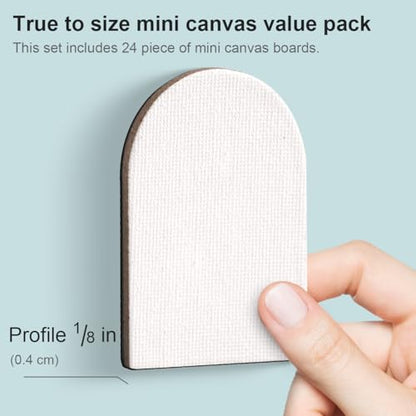 AUREUO Retro Magnetic Mini Canvas Boards for Painting - 2.5 Inch 24 Pack Shaped Small Canvases for Crafts Tiny Painting Canvas Panel for Acrylic Paint & Markers Art Gift - size: 2.5", Various Shaped Canvas Panel