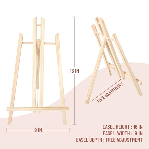 Wooden Canvas Panels with Easel Set – Complete Art Supplies for Artists, Includes 16x9 Easel, 12x12 Wooden Canvas Panels for DIY Crafts-Spring Family Fun - size: 12*12-1