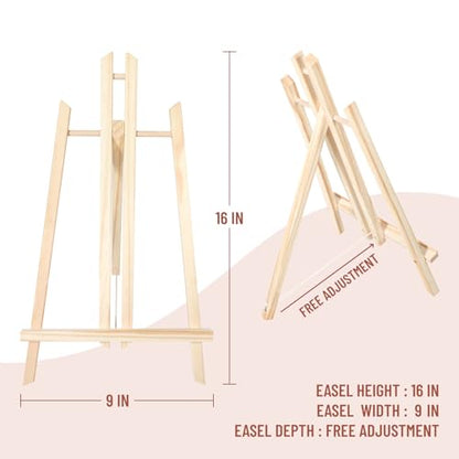 Wooden Canvas Panels with Easel Set – Complete Art Supplies for Artists, Includes 16x9 Easel, 12x12 Wooden Canvas Panels for DIY Crafts-Spring Family Fun - size: 12*12-1