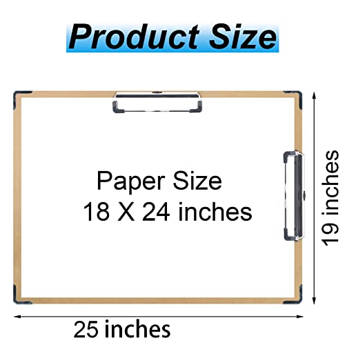 Acocony Drawing Board 18 x 24 Double Clip with Hardware Corner Guard Drawing Boards for Artists Hardboard Art Clipboard Low Profile Clip MDF Pack of 1 - size: With Coner Guard