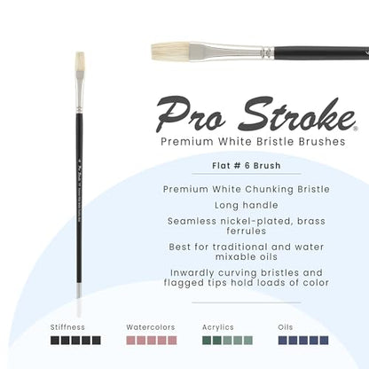 Creative Mark Pro Stroke Premium White Chungking Hog Bristle Artist Paint Brush - Flat # 6-2 Pack - Natural Bristle Brush w/Great Control Suitable for Oils, Watercolors, Acrylics, Alkyds, Caseins - size: 6 - 2 Pack