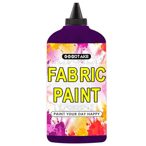 GOODTAKE Fabric & Canvas Paint - 35 fl.oz Purple Textile Paint for DIY Art, Clothing, Upholstery - Washable, Non-Toxic, Vibrant Colors (Purple, 35 Fl.Oz) - color: Purple, size: 35 Fl Oz (Pack of 1)