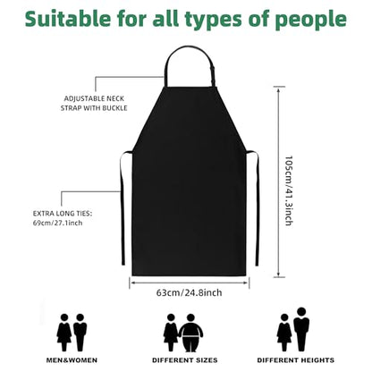 Heavy Duty Waterproof Apron - for Unisex Adult, Ultra Lightweight, Chemical Resistant Industrial Work Apron - color: Black-2pack