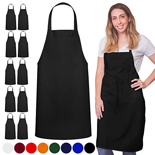 GREEN LIFESTYLE 120 Pack Bib Aprons - Unisex Machine Washable Kitchen BBQ Aprons Bulk (Pack of 120, No Pockets, Black) - color: Black, size: Pack of 120, No Pocket