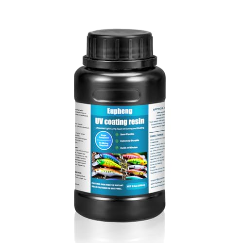 Eupheng Fishing Lure UV Coating Resin, Fast Cure, High Gloss Finish Ideal for Resin Art Projects - size: 8.9oz (250ml)